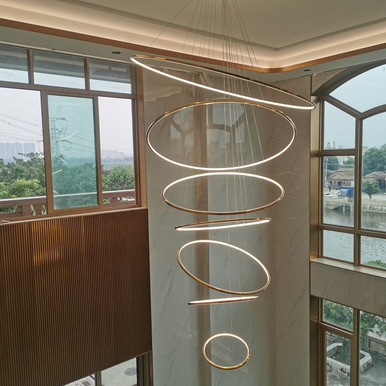 WOMO Large Tiered Ring LED Foyer Chandelier-WM2160