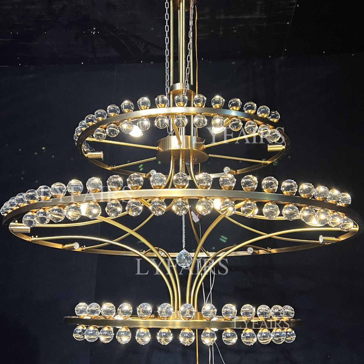 Modern 2/3 Ring Glass Ball Chandelier for Low-ceiling