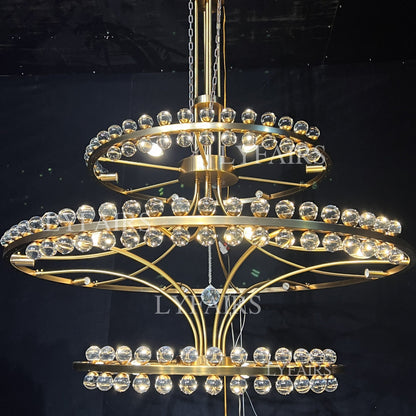 Modern 2/3 Ring Glass Ball Chandelier for Low-ceiling