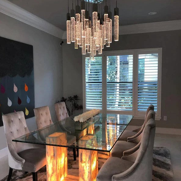 Light Luxury Glacier Bubble Crystsal Chandelier in Gold/Chrome/Black Finish for Staircase/Foyer