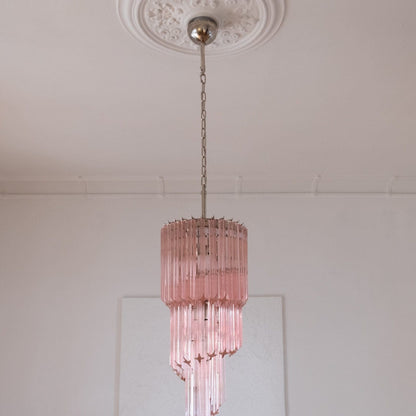Murano Chandelier – Spiral – 54 prisms – Pink