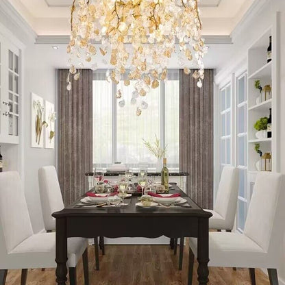 Modern Luxury Leaf Branch Crystal Chandelier Art Copper for Living/Dining Room/Bedroom