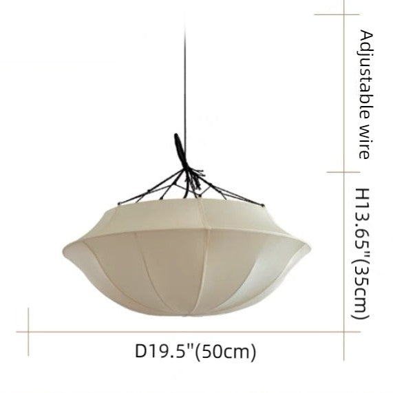 Vintage French Style Cream White Silk Umbrella Chandelier