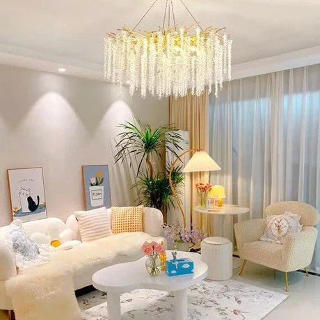 Branch Style Ceiling Light Crystal icicle Chandelier For Dining Table for Modern Home