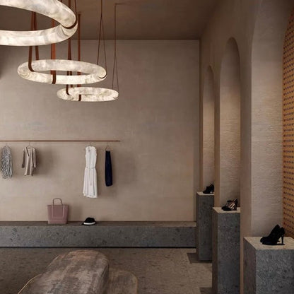 Modern Round Alabaster Chandelier for Living Room/Bedroom