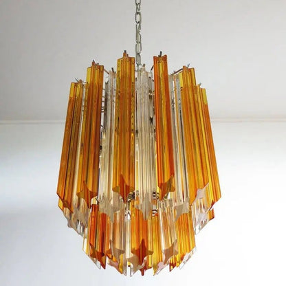 Murano Chandelier – 47 prisms – Amber/Transparent