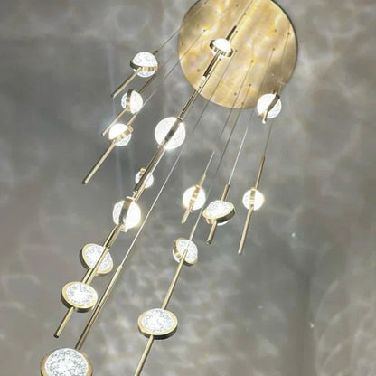Modern Floating Galss Ball Brass Chandelier for High-ceiling