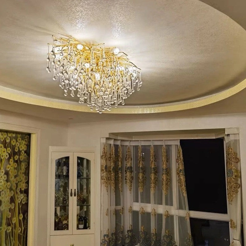 Stunning Tree Branch Crystal Chandelier with Clear Teardrop-shaped for Living/Dining Room