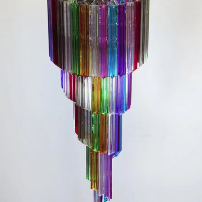 Murano chandelier – Spiral – 86 prisms – Multi