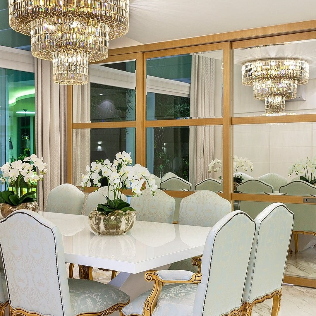 Extra Large Gold Flush Mount Crystal Light Round 3-layers Decorative Living Room/Dining Room Light Fixture