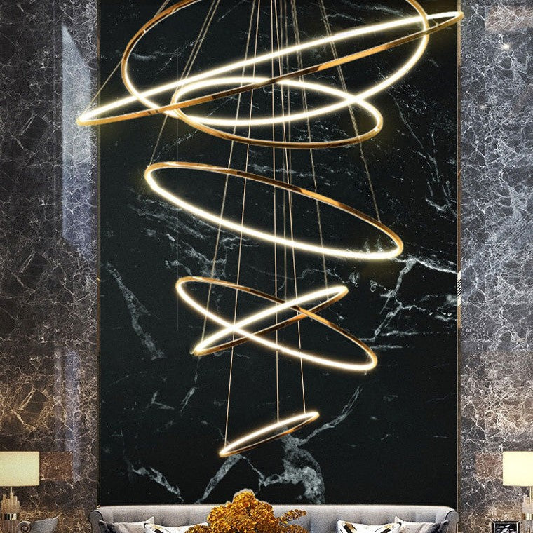 WOMO Large Tiered Ring LED Foyer Chandelier-WM2160