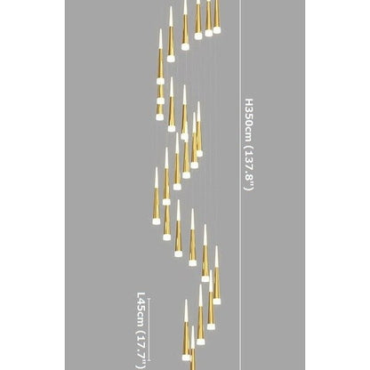 Denise Golden/Black LED Hanging Meteor Rain Staircase Chandelier