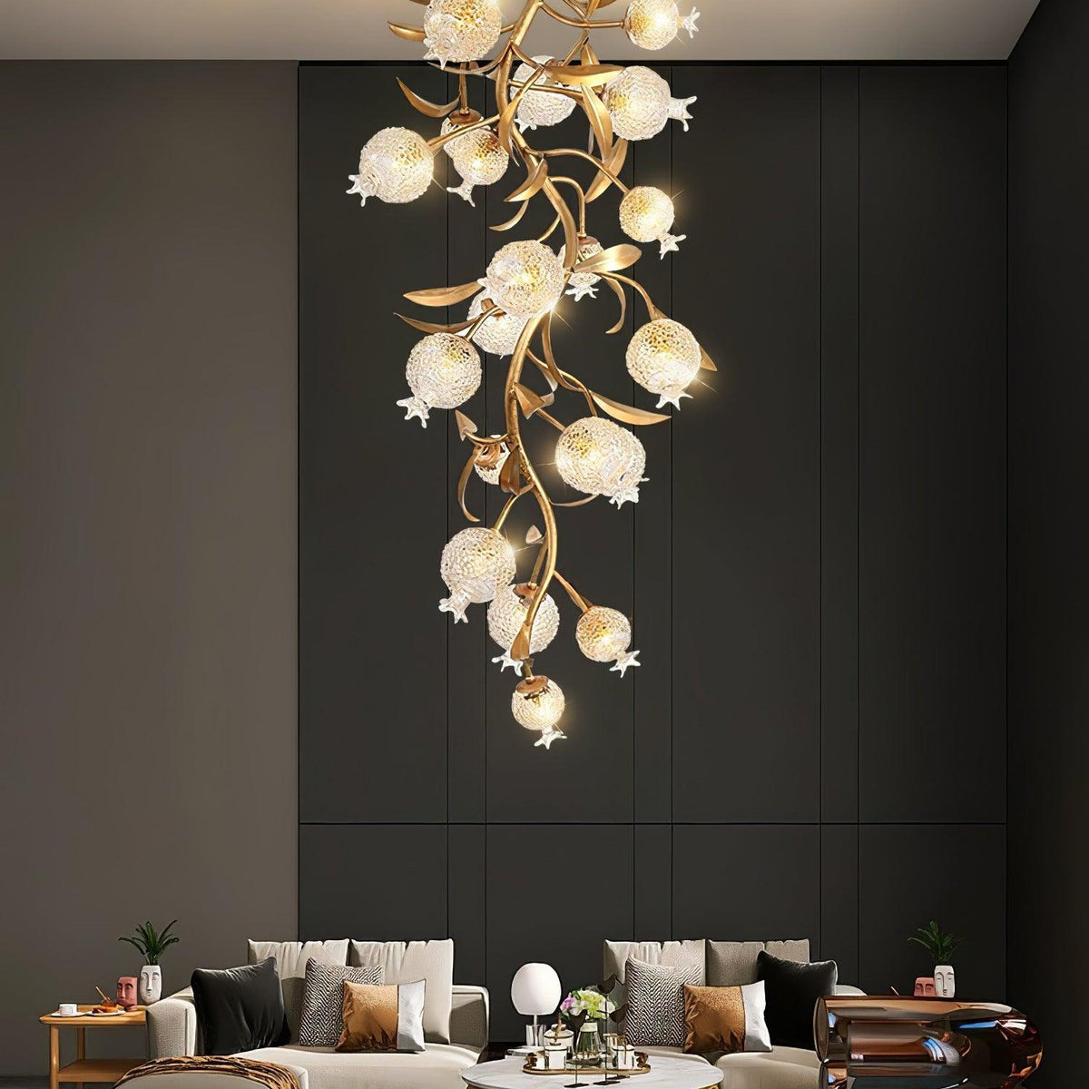 Pomegranate Brass Branch Chandelier