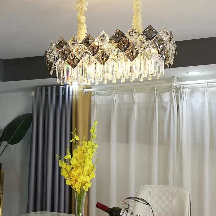 Modern Luxury Tiered Transparent Crystal Chandelier Suit for Living/Dining Room/Bedroom