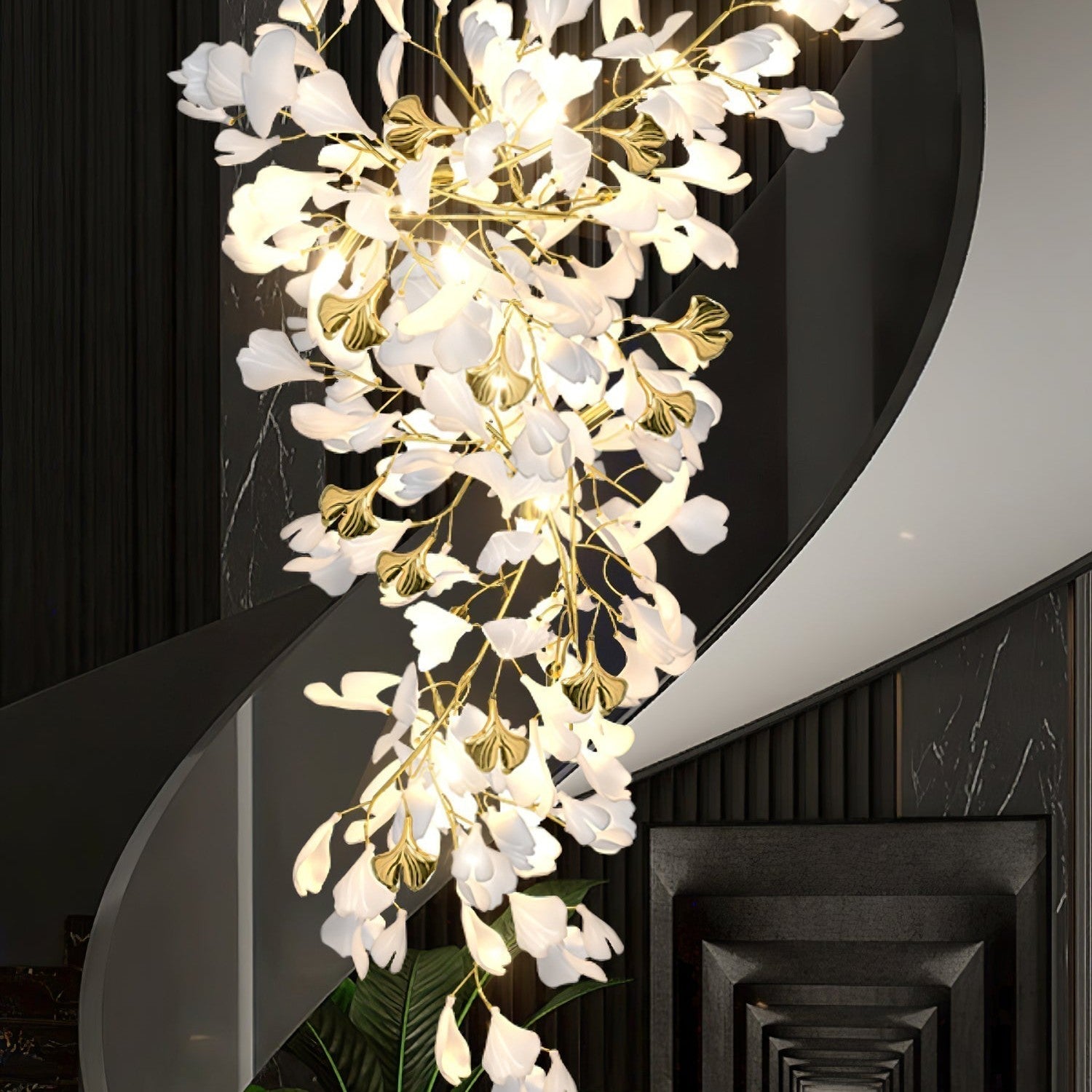 Gingko Ceramic Branch Chandelier Z