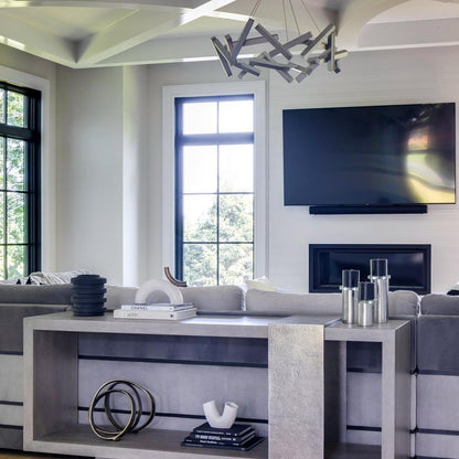 Modern Round/Linear Geometric Aluminum LED Chandelier for Dining Room/Bedroom