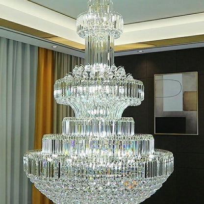 Modern Gold Foyer Extra Large Crystal Chandeliers Round Luxury Ceiling Light Fixture