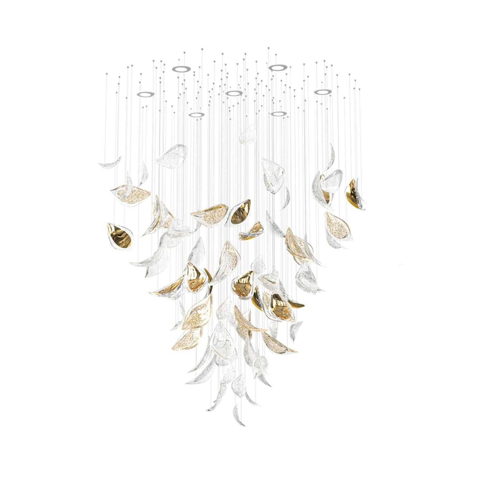 Floating Leaves Meteor Shower Crystal Spiral Chandelier