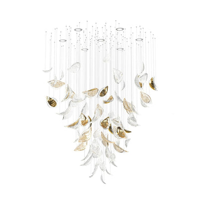 Floating Leaves Meteor Shower Crystal Spiral Chandelier