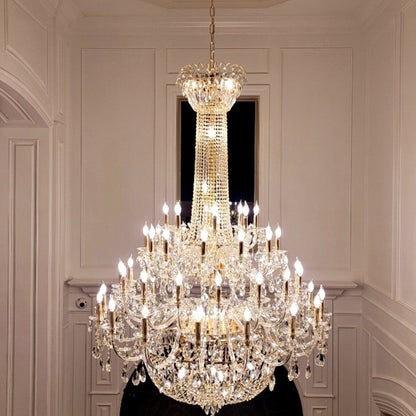 Extra Large European-style Multi-layers Candle Luxury Crystal Chandelier Gold Art Foyer/Staircase Decorative Light Fixture