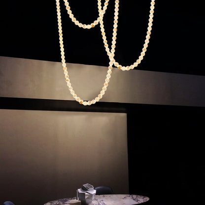 Modern LED Natural Alabaster Globes Beads Hanging Chandelier Indoor Lighting Fixture