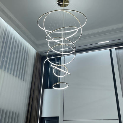 WOMO Large Tiered Ring LED Foyer Chandelier-WM2160