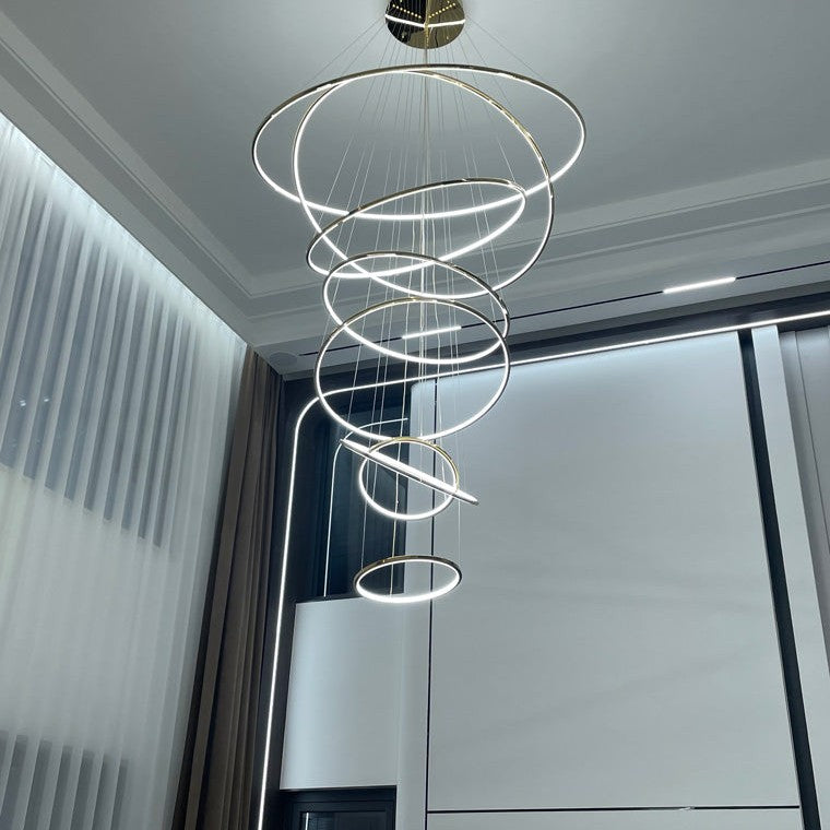 WOMO Large Tiered Ring LED Foyer Chandelier-WM2160