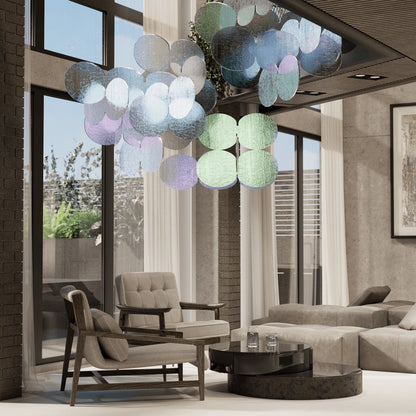 Clouds Iridescent Disc Chandelier