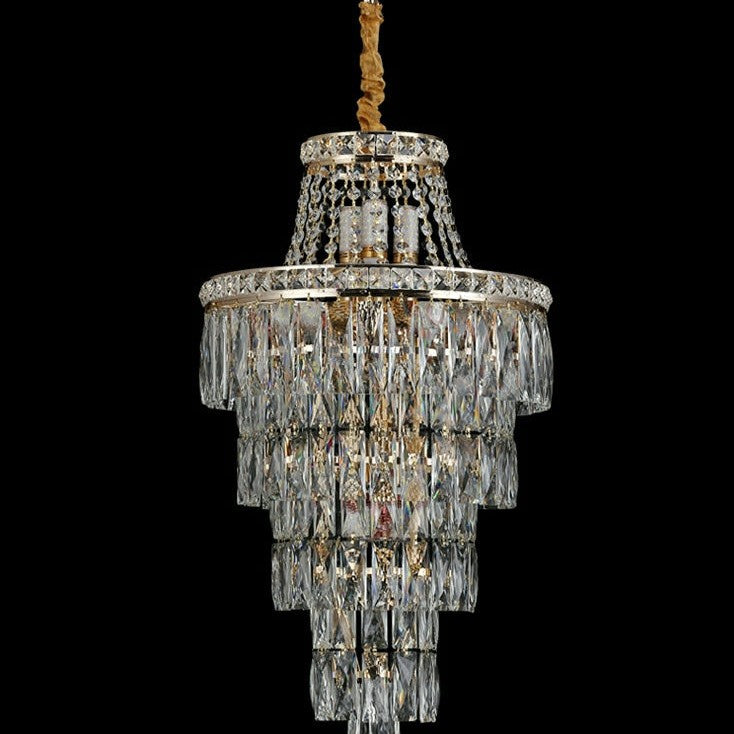 Magnificent Extra Large Foyer Hall Chandelier Tiered Crystal Ceiling Lighting Fixture For Living Room Decor