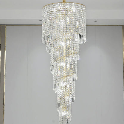 Elegant Foyer Hall Chandelier Long Crystal Ceiling Light Fixture For Living Room Entryway Staircase