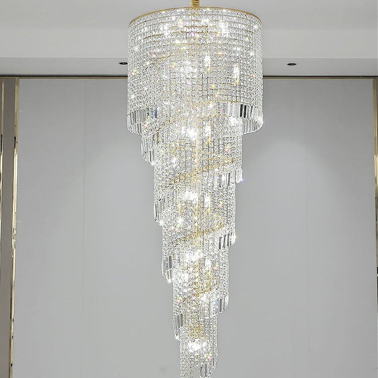 Elegant Foyer Hall Chandelier Long Crystal Ceiling Light Fixture For Living Room Entryway Staircase