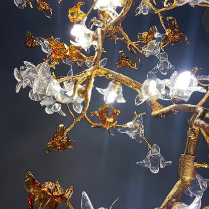 Brass Maple Branch Chandelier