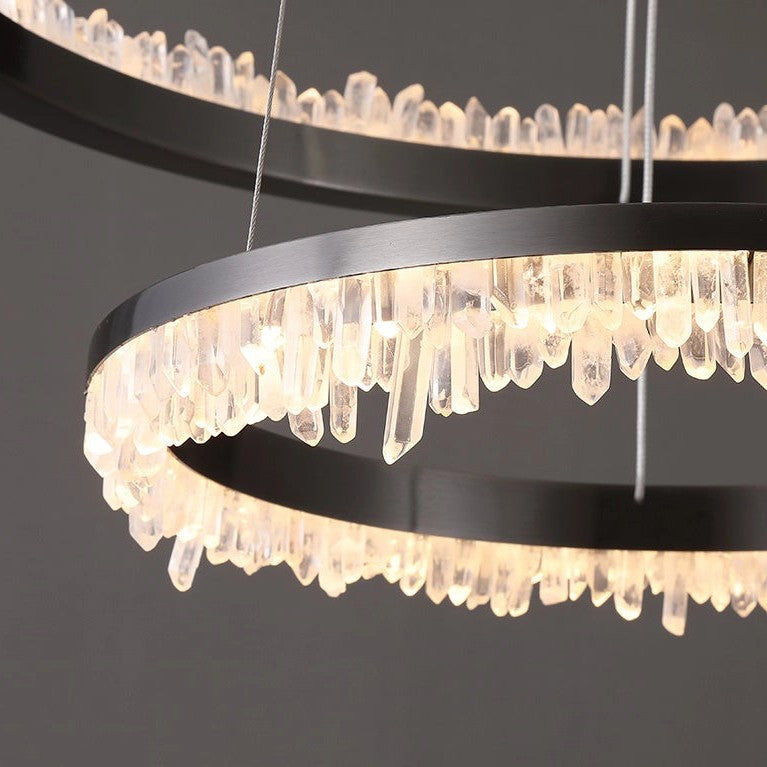 Minimalistic Crystal Quartz LED Chandelier