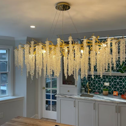 Branch Style Ceiling Light Crystal icicle Chandelier For Dining Table for Modern Home