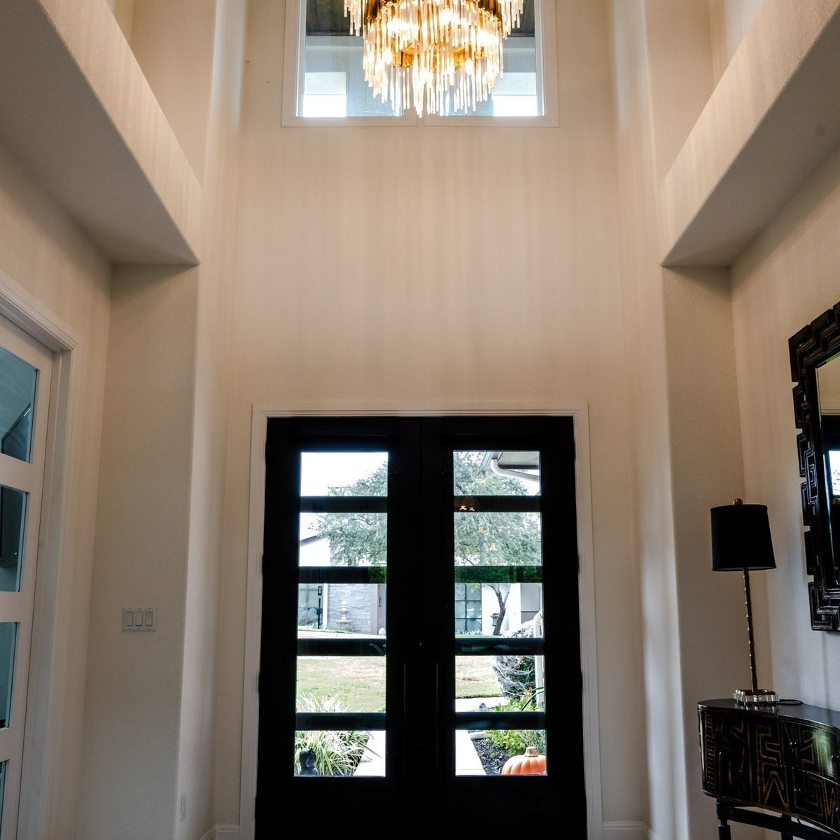 Large Elegant Multi-layers Glam Glass Chandelier for High-ceiling Staircase/Entryway/Living/meeting Room