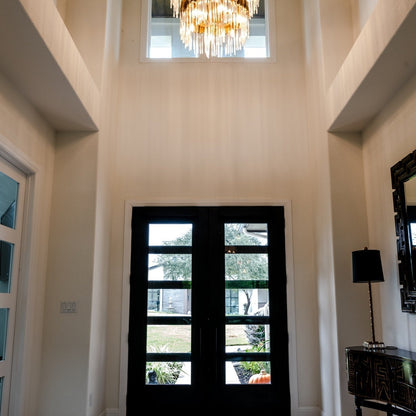 Large Elegant Multi-layers Glam Glass Chandelier for High-ceiling Staircase/Entryway/Living/meeting Room