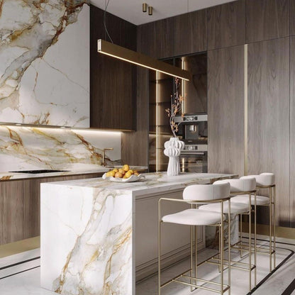 Nordic Minimalism Long Dining Table Pendant Light Antique Gold LED Creative Light Fixture For Kitchen Island/Bar