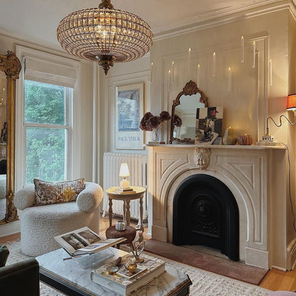 French Empire Vintage Bead Ellipsoid Crystal Chandelier for Living Room/Bedroom