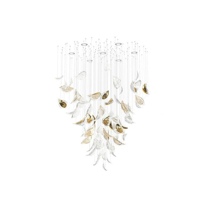 Floating Leaves Meteor Shower Crystal Spiral Chandelier