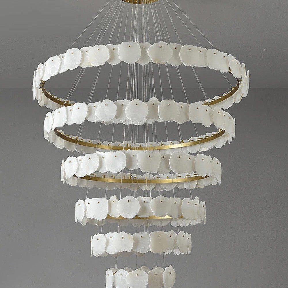 JC Tiered Circular Alabaster Chandelier