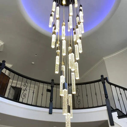 Light Luxury Glacier Bubble Crystsal Chandelier in Gold/Chrome/Black Finish for Staircase/Foyer