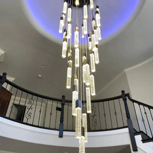 Light Luxury Glacier Bubble Crystsal Chandelier in Gold/Chrome/Black Finish for Staircase/Foyer