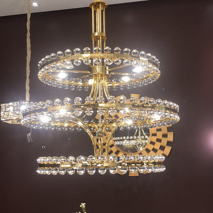 Modern 2/3 Ring Glass Ball Chandelier for Low-ceiling