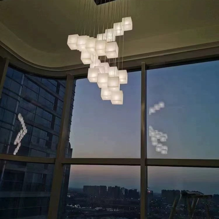 Alabaster Cubic Rectangular Chandelier