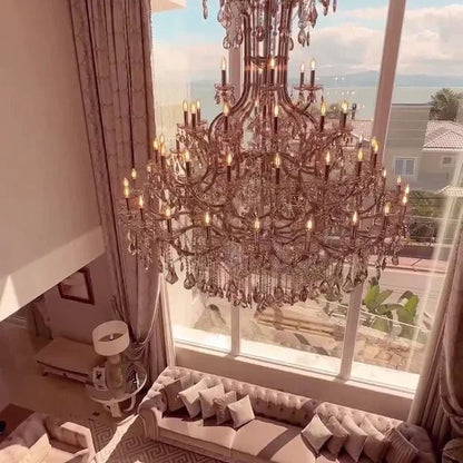 Luxury Classic Multi-layers Candle Crystal Dimmable Tiered Chandelier in Gold/Silver Finish