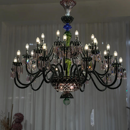 Luxury Empire Colorful Crystal Chandelier for Living Room/Bedroom/Entryway/Hotel/Restaurant