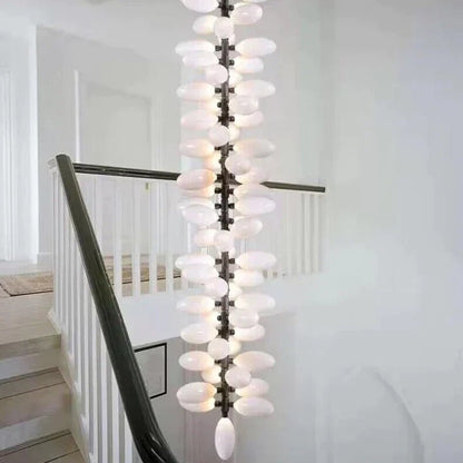 Nordic Art Long Magnolia alba Glass Ceiling Chandelier  for Staircase/Hallway/Entryway Light Fixture