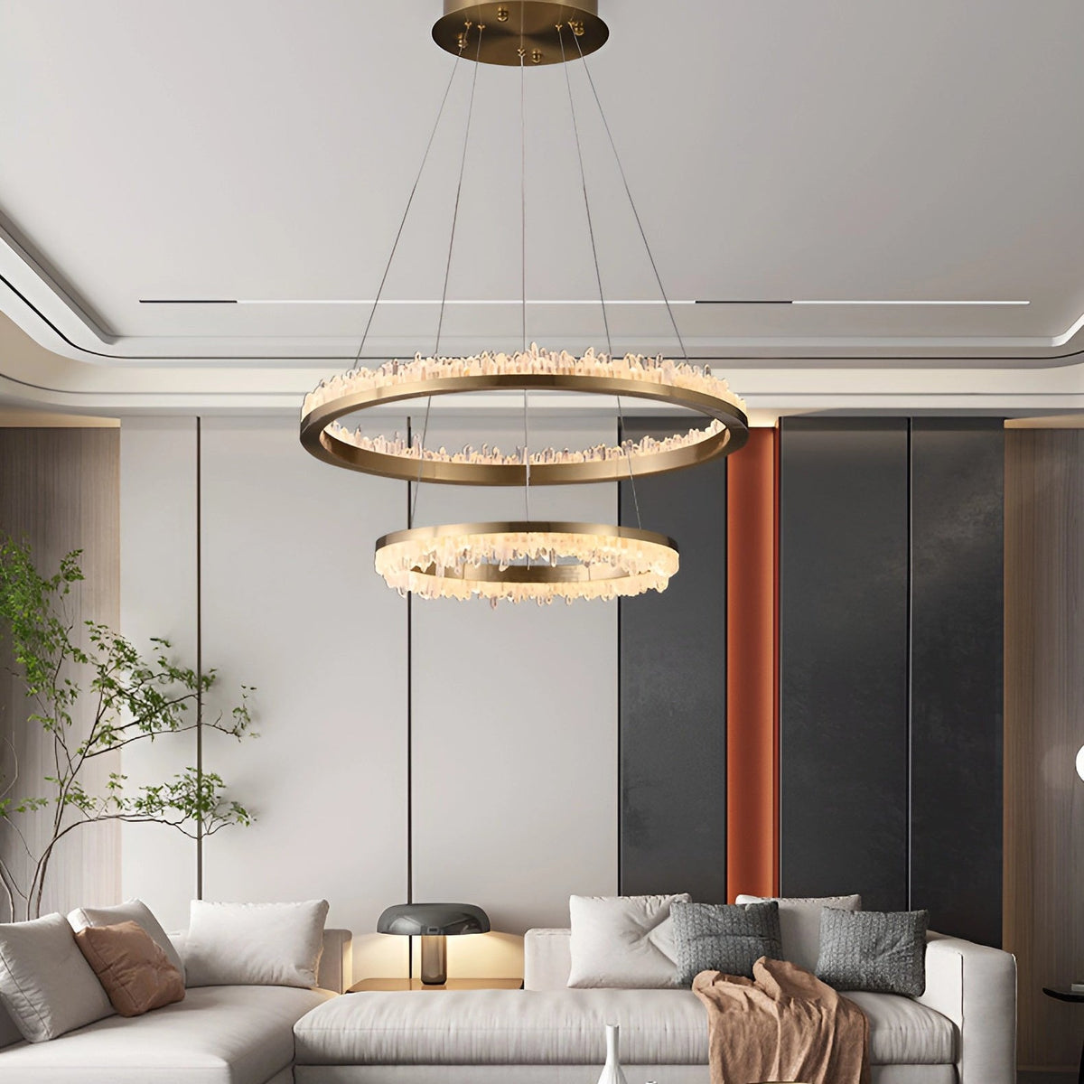 Minimalistic Crystal Quartz LED Chandelier