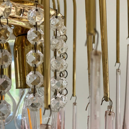 Vintage – Murano Teardrops Chandelier – 70s – Pink prisms