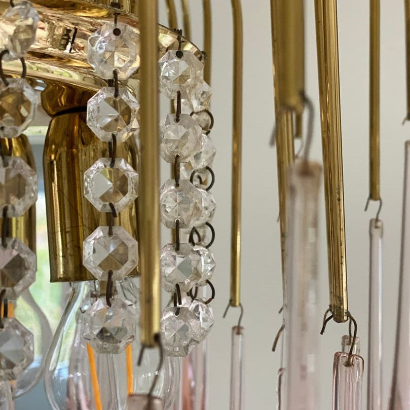 Vintage – Murano Teardrops Chandelier – 70s – Pink prisms